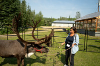Ellen feeding Reindeer at Chena Outdoor Collective #2
