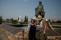 Dan & Ellen by Mirabilis statue, Fairbanks, AK
