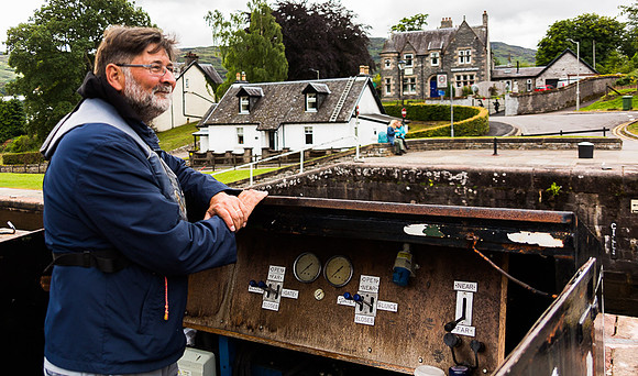 Lock keper on Caledonian Canal at Fort Augustine, Scotland