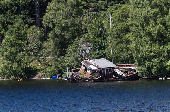 Wrecked ship, Loch Ness, Scotland