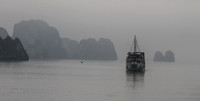 Cruise Ship on smoky Ha Long Bay