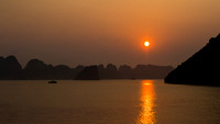 Smokey sunset on Ha Long Bay