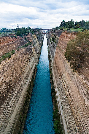 Corinth Canal From Rt 8 Bridge, Isthmia, Greece