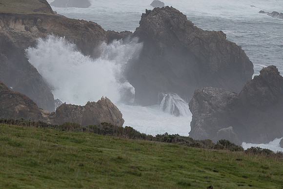 Rough Sea on Foggy Day near Big Sur