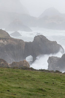 Arch and Rough Sea on Foggy Day near Big Sur