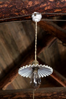 Pleated lamshade and bubl, Wawona Pioneer History Center