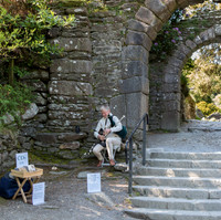 Piper at Old Glendalough town entrance