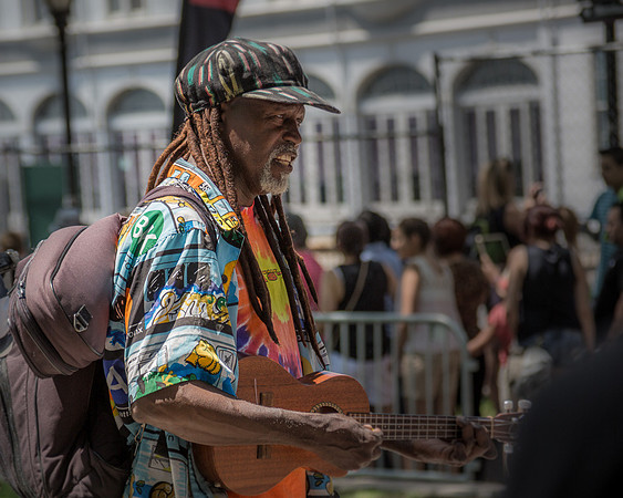 Playing for tips, Battery Park, NY