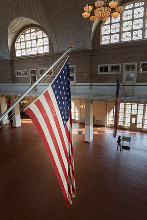 US Flag in Ellis Island Processing Room