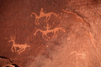 Pictograph of Navajo hunters chasing antelope