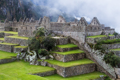 Fog advancing on Machu Picchu