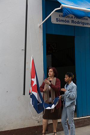Raising the flag, Havana Cuba