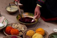 Dying the wool. Chinchero, Peru