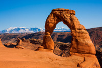 Delicate arch and La Sal Mtns.