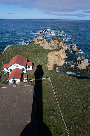 Pt. Arena lightkeepers house and shadow of lighthouse
