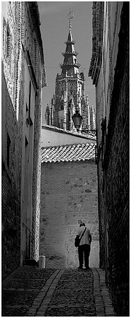 Lone Tourist - Long hill.  Toledo, Spain