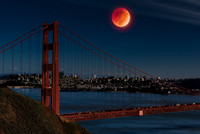 Blood Moon Over Golden Gate Bridge