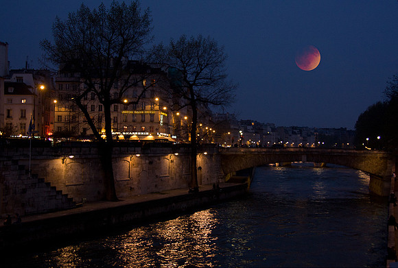 Blood Moon over the Seine, Paris France