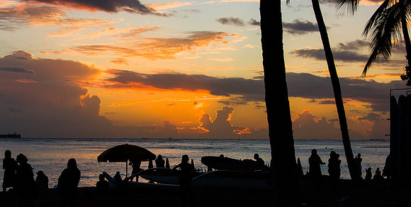 Waikki Beach Sunset - A spectator Sport