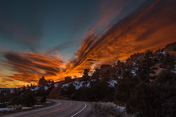 Flaming Sunset over Red Canyon SP, Utah #3