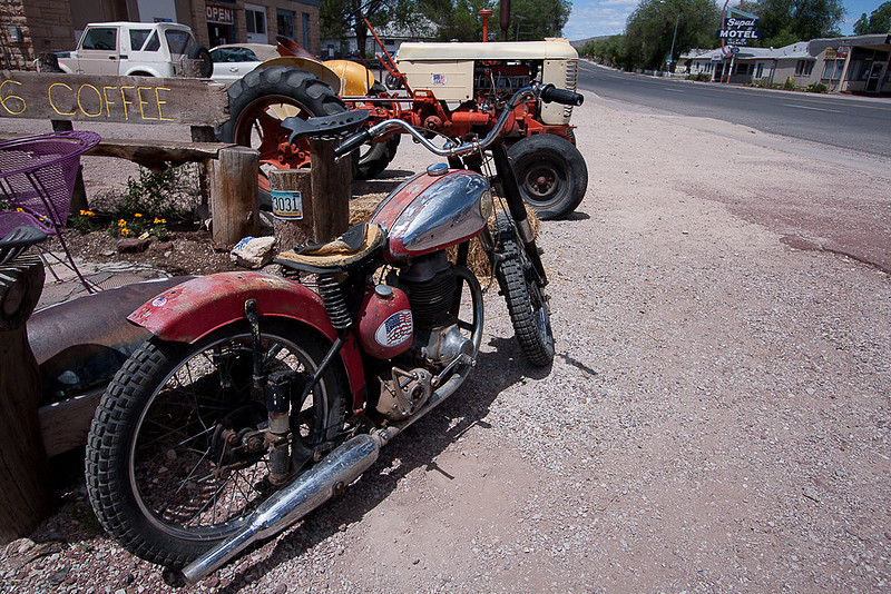 Classic motorcycle, Seligman, AZ