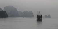 Cruise Ship on smoky Ha Long Bay