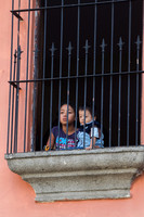 Mother and child through window