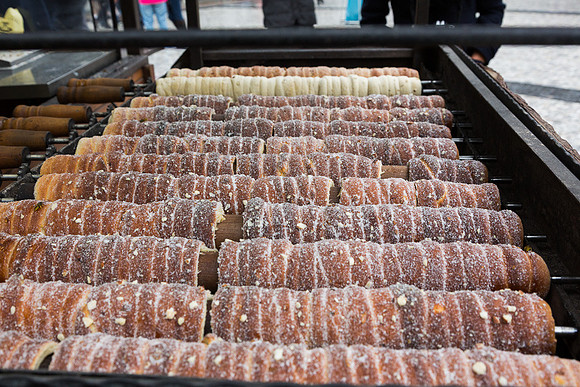 Pastries cooking outdoors in Prague
