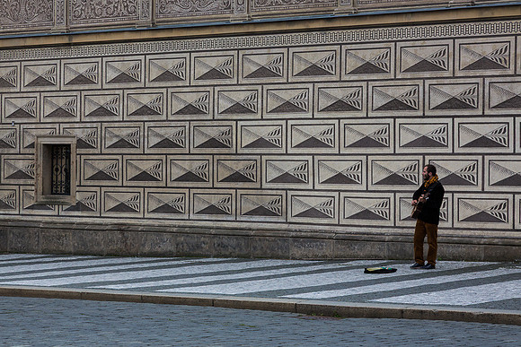 Lone busker near Prague Castle