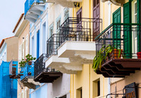 Boumpoulinas St, balconies, Nafplion, Greece