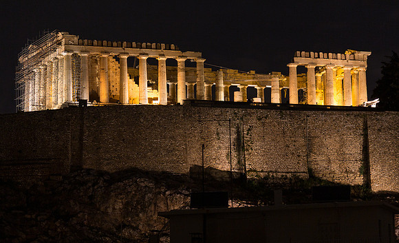 Parthenon at night from Divani Acropolis Hotel