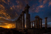 Temple of Poseidon with setting sun #1