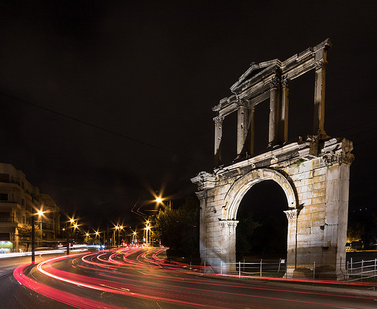 Hadrian's Gate at night