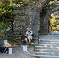 Piper at Old Glendalough town entrance