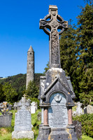 Tall celtic cross headstone at Glenadalough