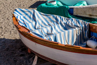 Blue strip tarp on fishing boat