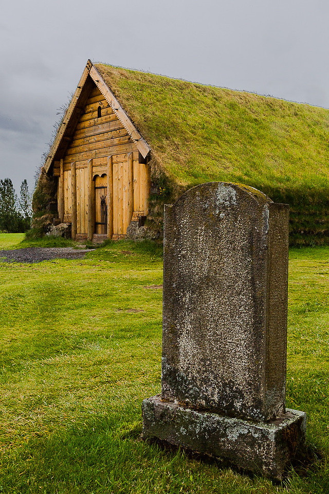 sod roof building at Skalholt (Skalholtskirkja) Church