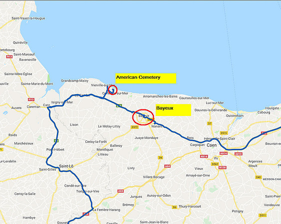 03 Map US Cemetary & Bayeux