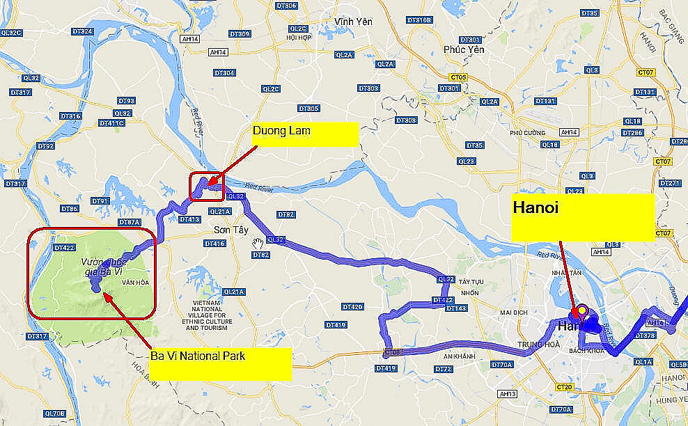 01 Map Hanoi to Ba Vi