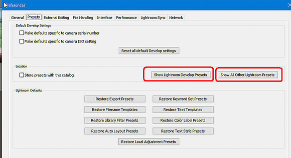 11 Presets Preferences diaog
