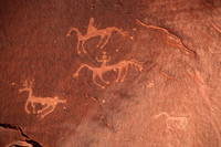 Pictograph of Navajo hunters chasing antelope