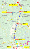 05 Map Ship days 1-4 Chalon Sur-Saone to Lyon