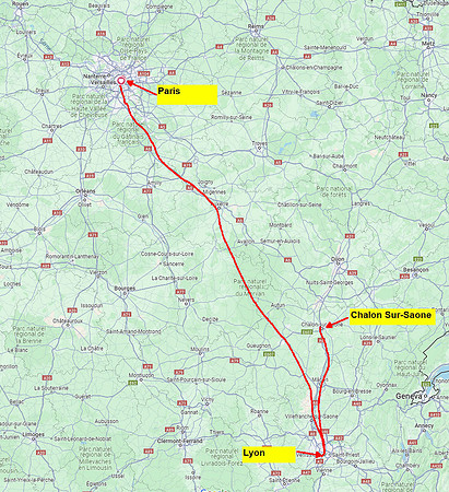 02 Map Paris to Chalon Sur-Saone