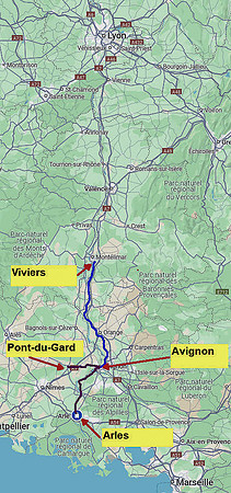 02 Map Viviers to Arles