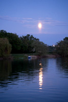Moon and reflection at Ormes on Saone River